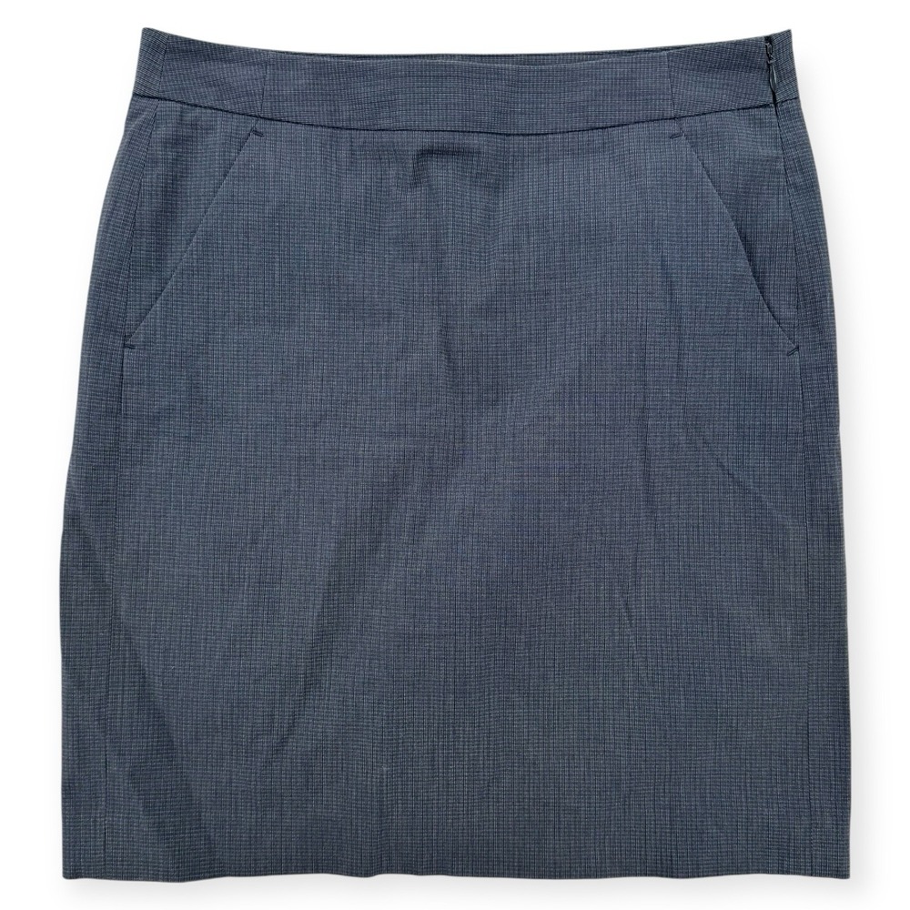 Theory Pencil Skirt Womens 2 Blue Gray Mini‎ Cotton Pockets Work Career Classic